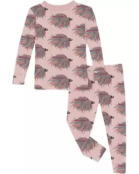 Пижама Kickee Pants Kids Print Long Sleeve Pajama Set, цвет Baby Rose Rainbow Fish
