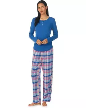 Пижама LAUREN Ralph Lauren Long Sleeve Knit Henley Top Woven Pants, цвет Multi Plaid