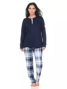 Пижама NORMANN langarm karierter Hose Jersey, синий