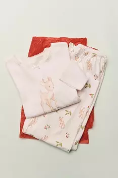 пижама с оленями ZARA, экрю