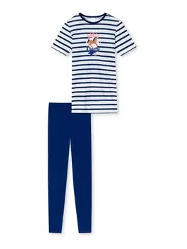 Пижама SCHIESSER Pajamas Horse World Organic Cotton, цвет Blue/White