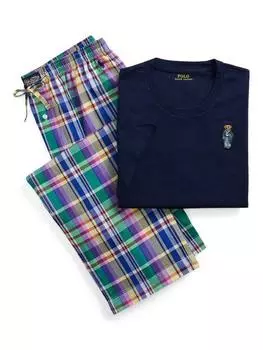 Пижама в клетку polo polo bear Ralph Lauren, разноцветный