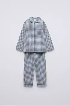 пижама в клетку ZARA, синий