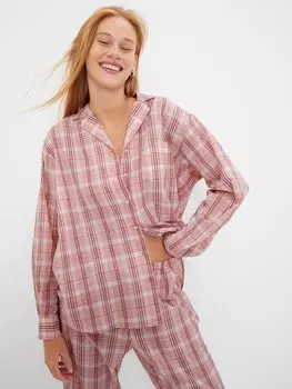 Пижамная блузка в клетку Gap, розовый
