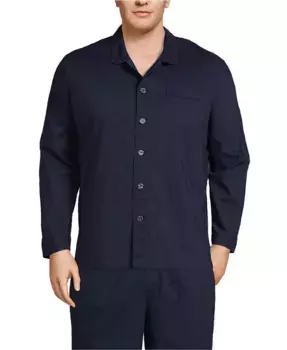 Пижамная рубашка Big & Tall из поплина Lands' End, синий