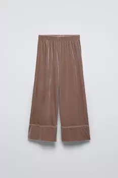Пижамные брюки из бархата ZARA, бежевый