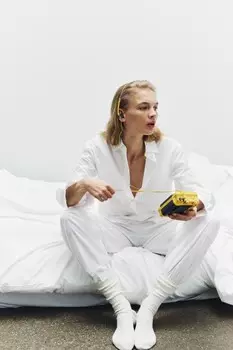 Пижамные брюки из поплина ZARA, белый