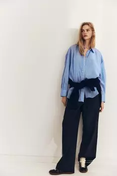 Пижамные брюки с лампасами по боку ZARA, темно-синий