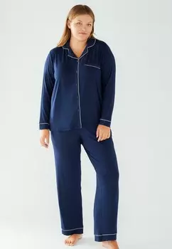 Пижамный комплект CURVE BUTTON UP SET Chelsea Peers, темно-синий