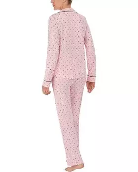 Пижамный комплект DKNY Long Sleeve Notch Collar Pajama Set, цвет Rose Hearts
