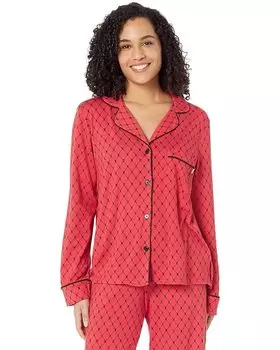 Пижамный комплект DKNY Long Sleeve Notch PJ Set, цвет Brick Logo