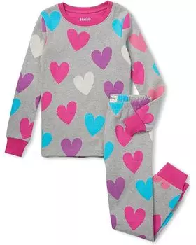 Пижамный комплект Hatley Fun Hearts Cotton Pajama Set, серый