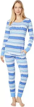 Пижамный комплект L.L.Bean Mini Waffle Lounge Set Print, цвет Paperwhite Fair Isle