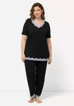 Пижамный комплект POLKA DOT SHORT SLEEVE SET Ulla Popken, черный