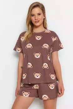 Пижамный комплект TRENDYOLMLLA, коричневый