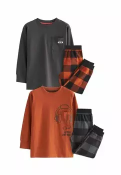 Пижамы CHECK 2 PACK REGULAR FIT Next, темно-серый/оранжевый