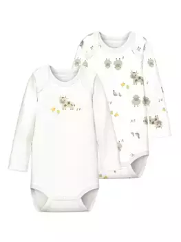 Пижамы Name It "NBNBODY 2P LS FARM ANIMALS NOOS" (комплект, 2 шт.), белый