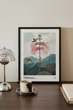 Плакат мимозы крупноцветковой Postery, 30x40 см, зеленый