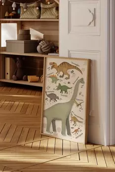 Плакат с цитатой динозавры Poster & Frame, 50x70 см, зеленый