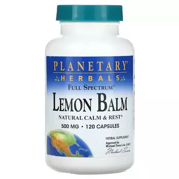 Planetary Herbals, Лимонная мелисса Full Spectrum , 1000 мг, 120 капсул (500 мг на капсулу)