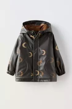 Плащ с водоотталкивающей подкладкой и лунным принтом ZARA, темно-коричневый