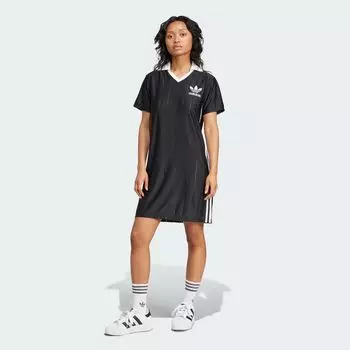 Платье Adicolor в тонкую полоску с 3 полосками Adidas, цвет Black