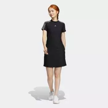 Платье Adidas Three Stripes Short Sleeve Mock Neck Dress, черный