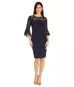 Платье Adrianna Papell, Bell Sleeve Stretch Lace and Jersey Cocktail Dress