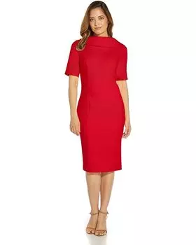 Платье Adrianna Papell Roll Neck Sheath Collar w/ V-Back, красный