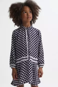 Платье Alex в горошек с длинными рукавами Reiss, синий