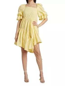 Платье асимметричного кроя с рюшами Moon River Light yellow