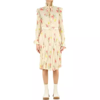 Платье Balenciaga Off Shoulder Flower, розовый