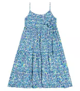 Платье бэмби с цветочным принтом Poupette St Barth Kids, синий