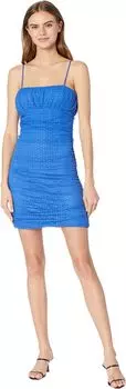 Платье BCBGeneration Square Neck Mesh Dot Dress, синий