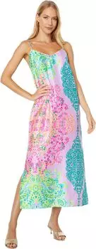 Платье Bellalyn Satin Midi Slip Lilly Pulitzer, цвет Multi Sunshine Vibes