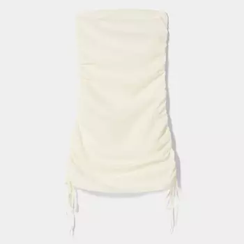 Платье Bershka Fitted Mini With Gathered Side, кремовый