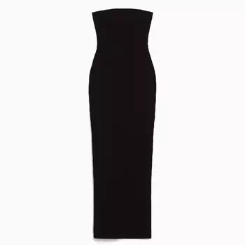 Платье Bershka Long Ribbed, черный