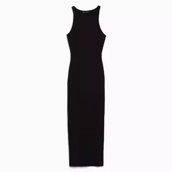 Платье Bershka Ribbed Midi, черный
