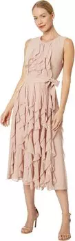 Платье без рукавов с рюшами BCBGMAXAZRIA, цвет Bare Pink