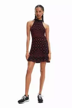 Платье без рукавов с узором по фигуре Desigual, черный