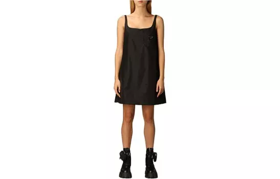 Платье без рукавов женское черное Prada
