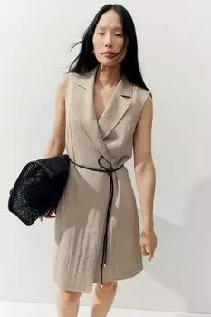 Платье-Блейзер с поясом H&M, бежевый