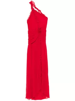 Платье Blumarine из жоржета на одно плечо, красный