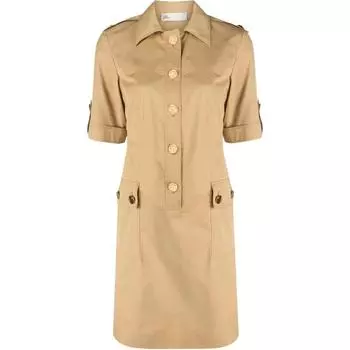 Платье Camp с короткими рукавами и застежкой на пуговицы TORY BURCH, хаки