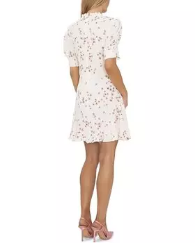 Платье CeCe Puff Sleeve V-Neck Printed Dress with Ties, цвет Casade Florets Soft Ecru