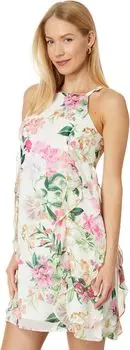 Платье Chiffon Halter Float with Ruffle Details Vince Camuto, цвет Ivory Multi