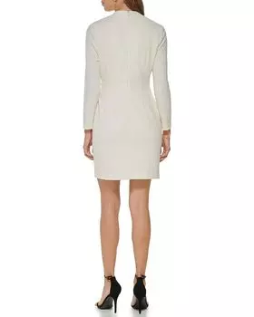 Платье DKNY Long Sleeve V-Neck Side Ruched Dress, цвет Buttercream