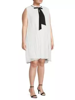 Платье Dkny плюс прямого кроя с бантом, белый/черный