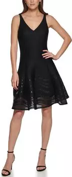 Платье DKNY Sleeveless Embroidered Mesh, черный