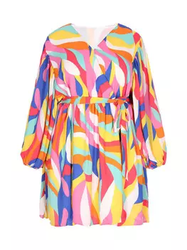 Платье до колена IZIA Plus Size Dress, разноцветный